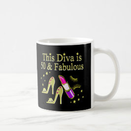 TAZA DE CAFÉ GLITZY GOLD 50TH BIRTHDAY DIVA DISEÑN
