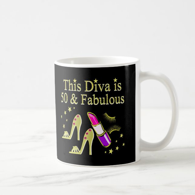 TAZA DE CAFÉ GLITZY GOLD 50TH BIRTHDAY DIVA DISEÑN (Derecha)
