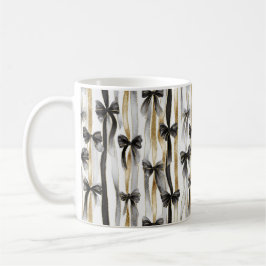 Taza De Café Glitzy Gold Silver Black Ribbons Bows