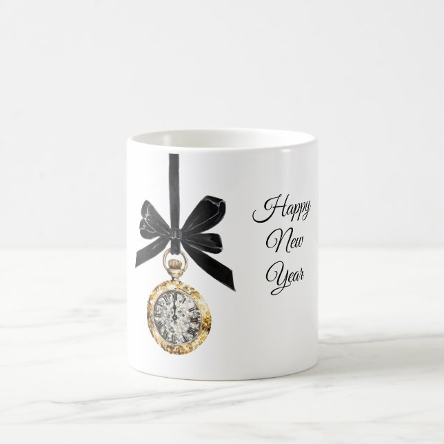 Taza De Café Glitzy Gold Silver New Year Midnight Hour   (Centro)