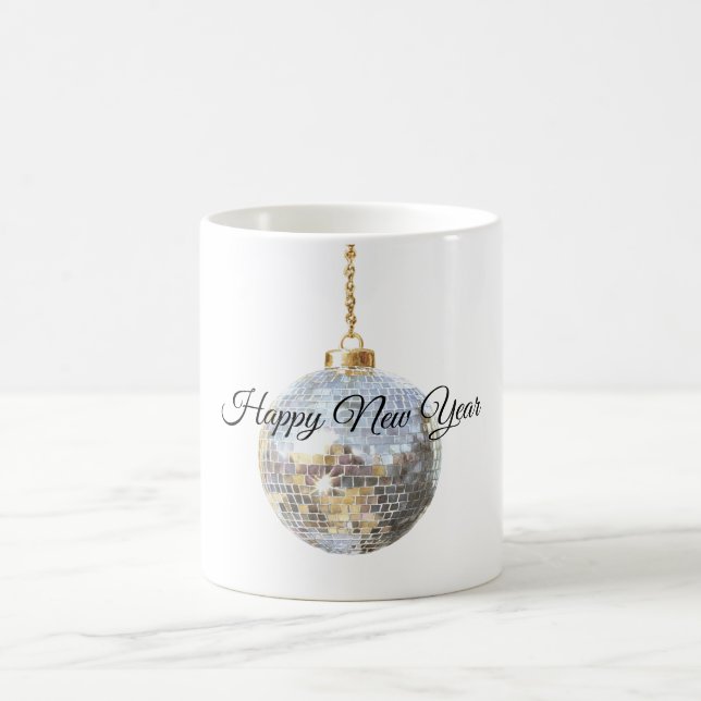 Taza De Café Glitzy Silver New Year Ball (Centro)