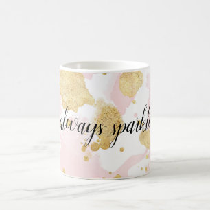 Taza De Café Glitzy Sparkle de color de agua color oro rosa Rub