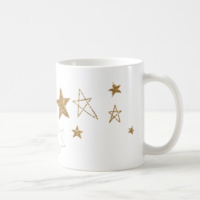 Taza De Café Glitzy Stars Purpurina de oro (Derecha)