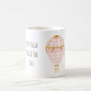 Taza De Café Globo aerostático de oro rosa vuela alto