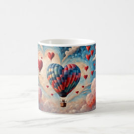 Taza De Café Globo de aire caliente en forma de corazón