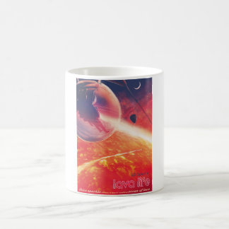 Taza De Café Globo de aire caliente extremo sobre el paisaje vo