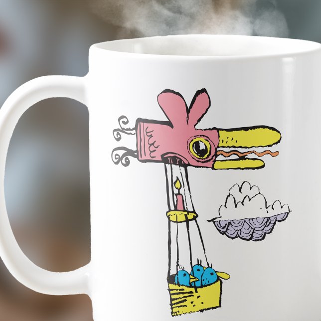 Taza De Café Globo de aire caliente Retro Wacky Bird (Subido por el creador)