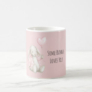 Taza De Café Globo de Corazón Rosa Algún Conejito Te Ama