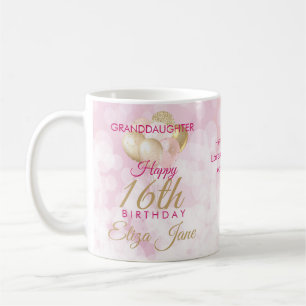 Taza De Café Globo de cumpleaños 16 de la nieta glamorosa