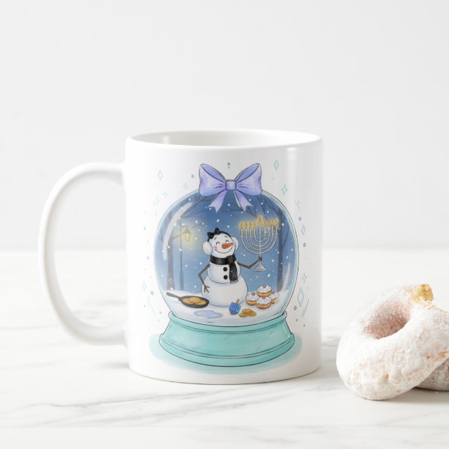 Taza De Café Globo de nieve de Janucá (Con donut)