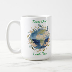 Taza De Café Globo Floral del Día de la Tierra Todos los Días c