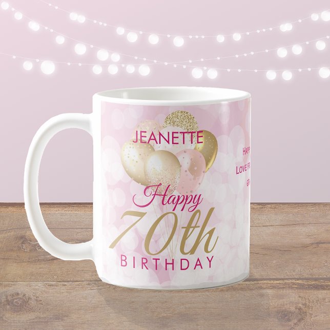 Taza De Café Globo glamoroso de cumpleaños número 70 (Subido por el creador)