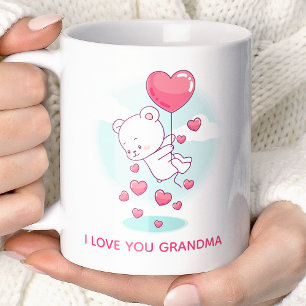 Taza De Café Globos con Corazón de Osito de Peluche Personaliza