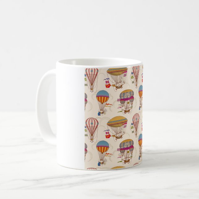 Taza De Café Globos de aire caliente a rayas (Anverso izquierdo)
