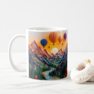 Taza De Café Globos de aire caliente de montaña impresos con as