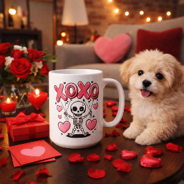 Taza De Café Globos de amor de esqueleto con XOXO