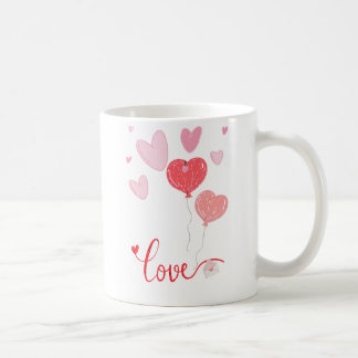 Taza De Café Globos de amor y corazones adorables - Valentine l