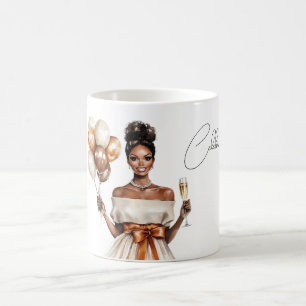 Taza De Café Globos de celebración Mujer Negra