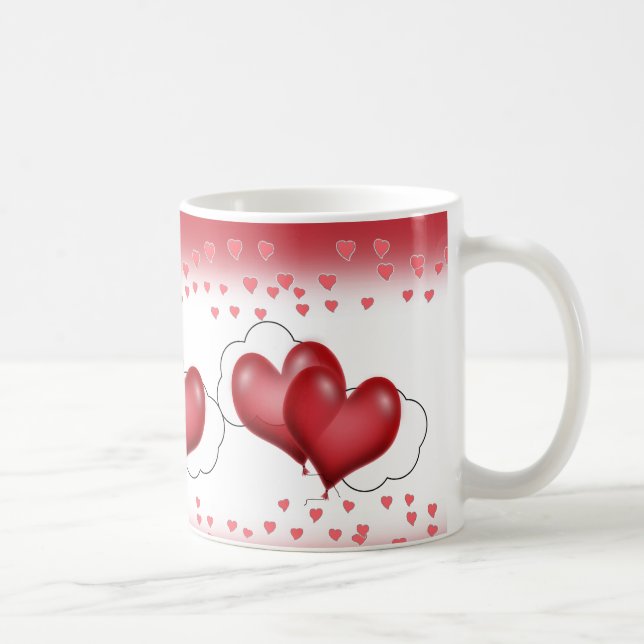 Taza De Café Globos de Corazón con Corazoncitos (Derecha)