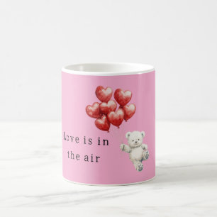 Taza De Café Globos de corazón rojo de osito de peluche