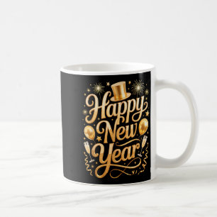 Taza De Café Globos de fiesta de Año Nuevo 2026, fuegos artific