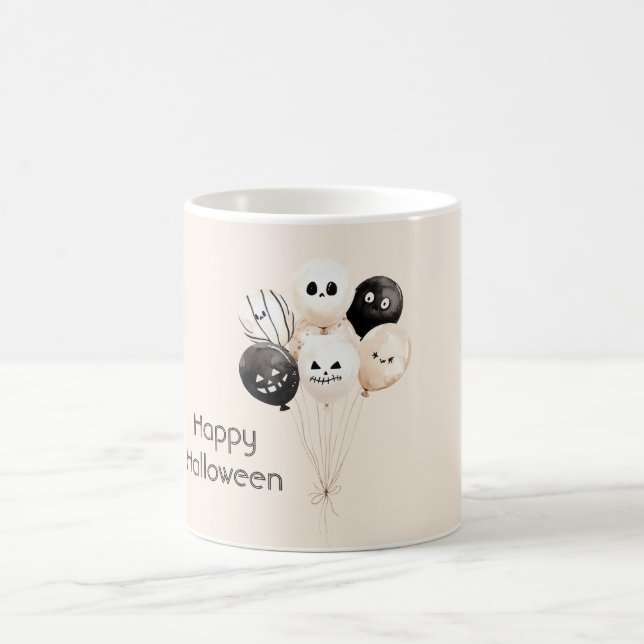 Taza De Café Globos de Halloween de Crema Negra (Centro)