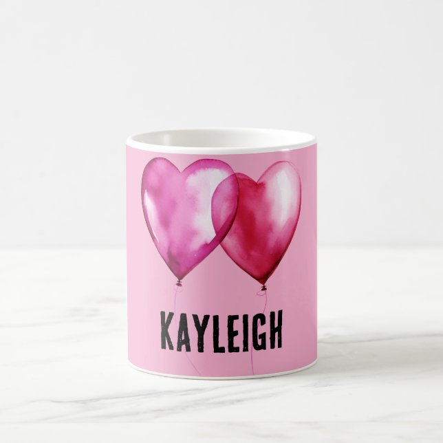 Taza De Café Globos del corazón rosado (Centro)