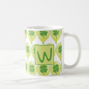 Taza De Café Globos dorados Cuatro tréboles de hojas