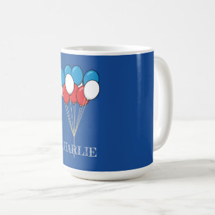 Taza De Café Globos patrióticos de Blue White Red   Personaliza