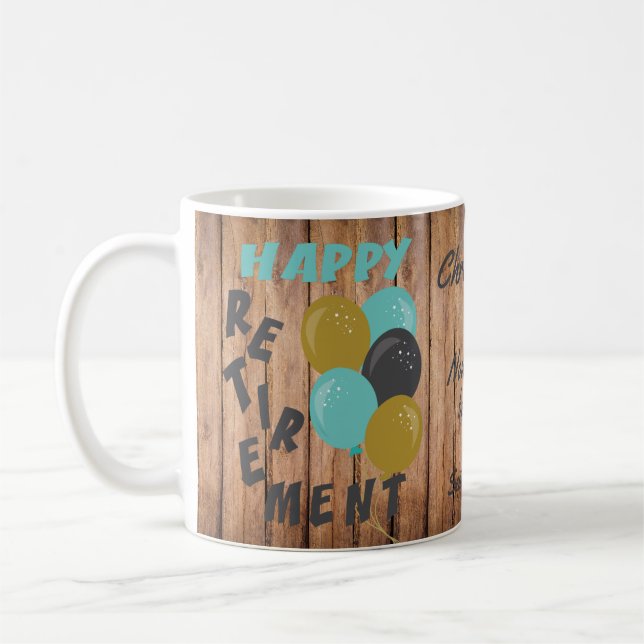 Taza De Café Globos Rústicos Feliz Jubilación (Izquierda)