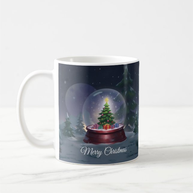 Taza De Café Glóbulo de nieve de árbol de Navidad (Izquierda)