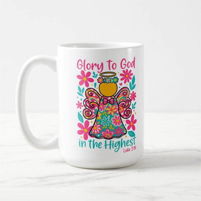 Taza De Café Gloria a Dios en los Navidades más altos cristiano (Izquierda)