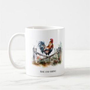 Taza De Café Gloria de la Mañana: Gallo Acuarela, personalizado
