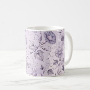 Taza De Café Glorias de la Mañana Elegantes Florales de Lavanda