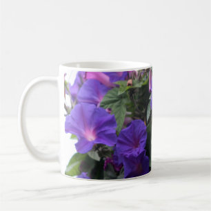 Taza De Café Glorias de la mañana primaverales en azul