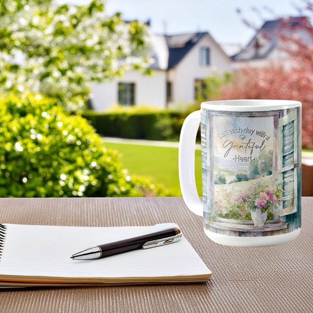 Taza De Café Glorioso acuarela floral ventana (Subido por el creador)
