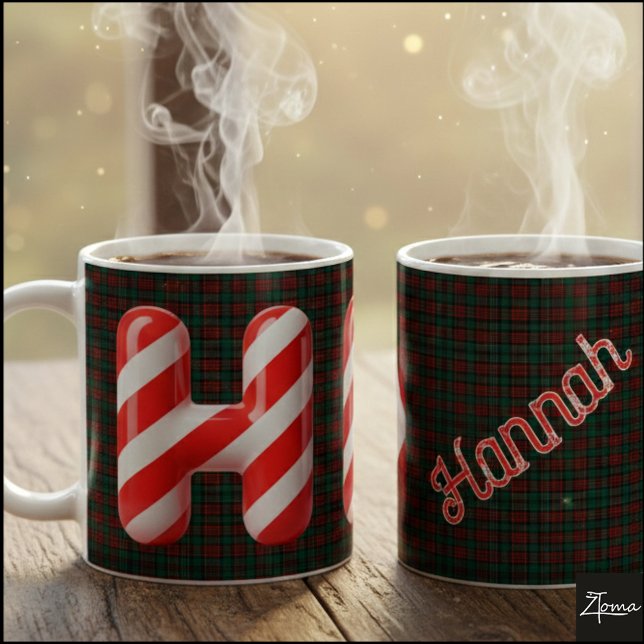Taza De Café Glossy Candy Cane Striped Christmas Letter H (Subido por el creador)