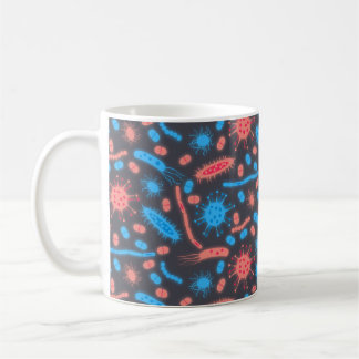 Taza De Café Glowing Bacteria Microorganism pink blue