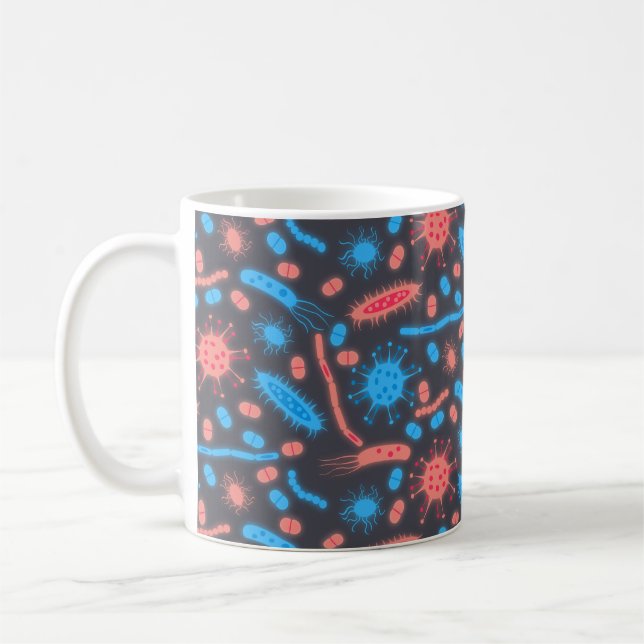 Taza De Café Glowing Bacteria Microorganism pink blue (Izquierda)