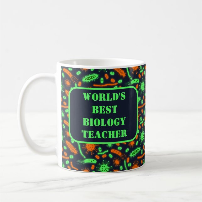 Taza De Café Glowing Bacteria Microorganism toxic orange green (Izquierda)