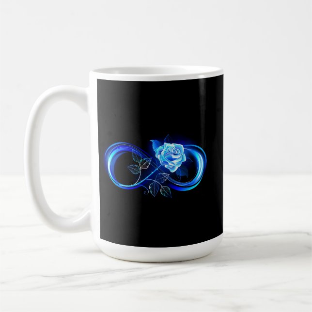 Taza De Café Glowing infinity with blue rose (Izquierda)