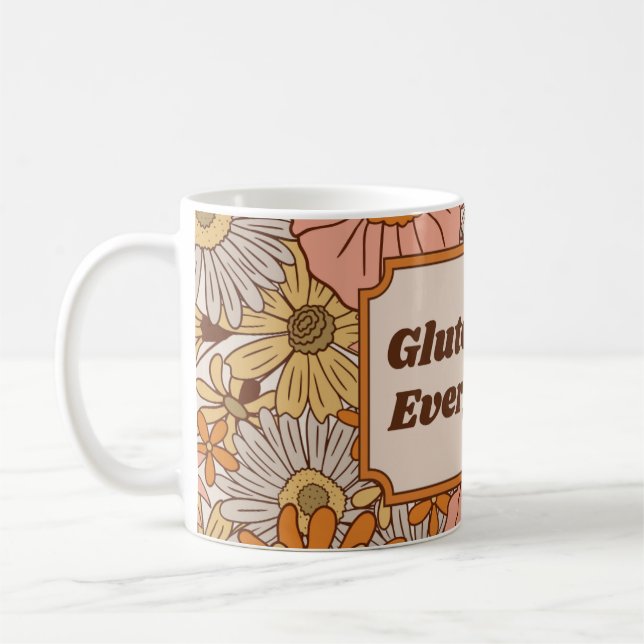 Taza De Café Gluten Free Everything Naranja y estética marrón (Izquierda)