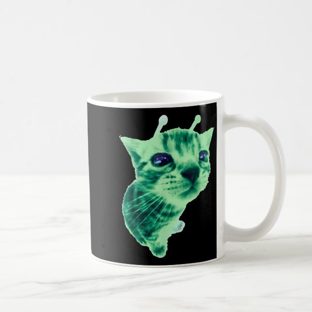Taza De Café Gnarp Cat Silly Alien Cat Meme Brainrot Meme Funny (Derecha)