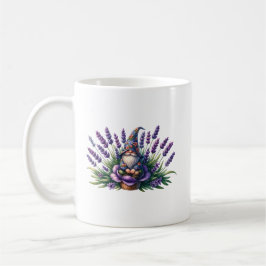 Taza De Café Gnome acuarela y flores moradas