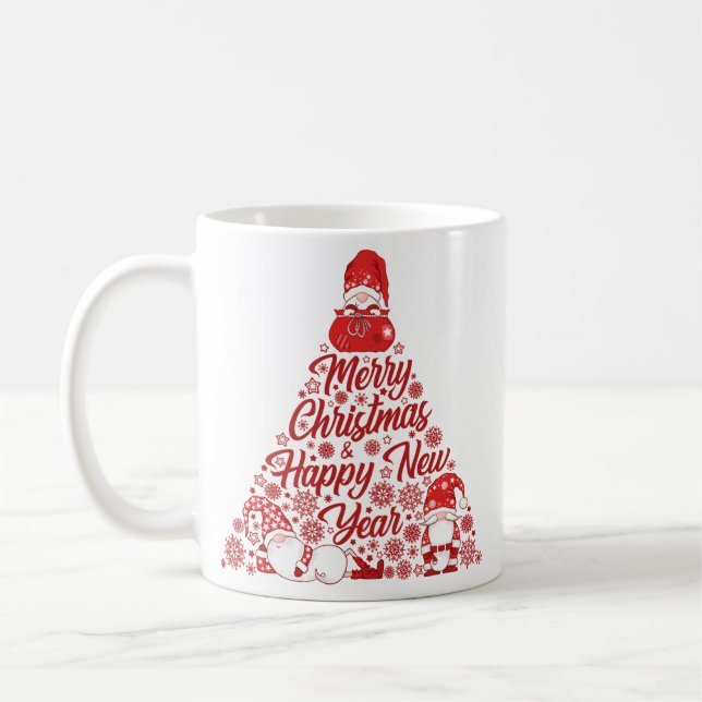 Taza De Café Gnome Christmas Tree Merry Christmas (Izquierda)