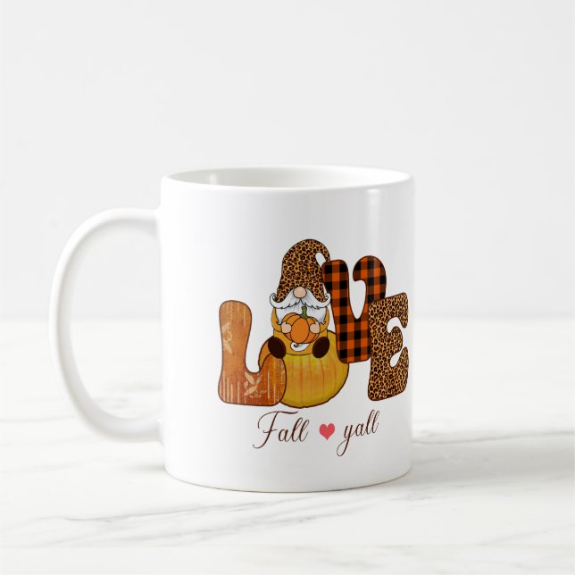 Taza De Café Gnome de amor hacia abajo personalizado (Izquierda)