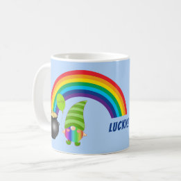 Taza De Café Gnome de arcoiris Día de los Sta Patrones de Oro