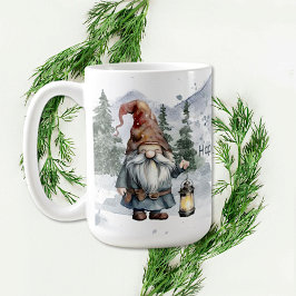 Taza De Café Gnome de Navidades de invierno acuarela