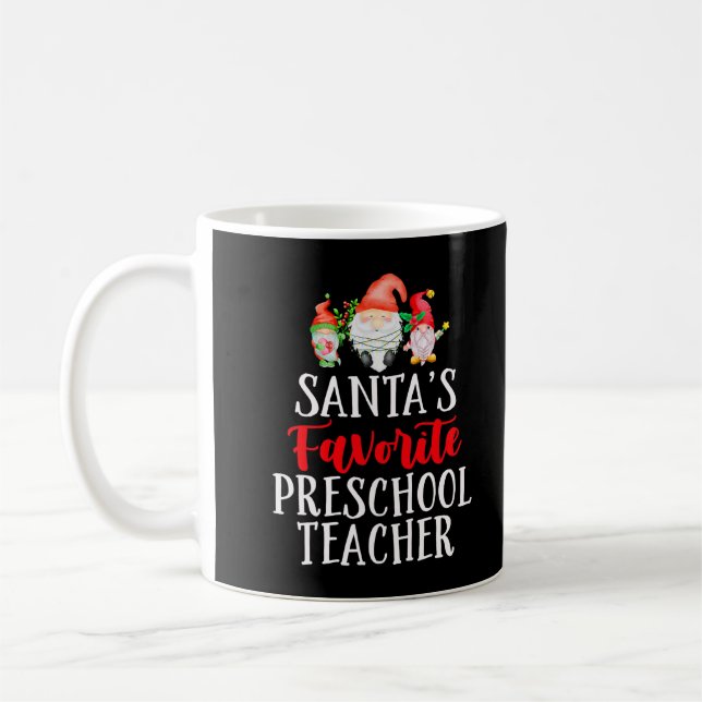 Taza De Café Gnome de Navidades de profesores de preescolar fav (Izquierda)