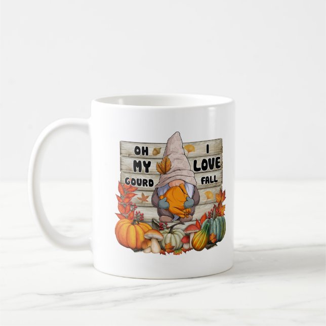 Taza De Café Gnome de Otoño Personalizado Me Encanta (Izquierda)